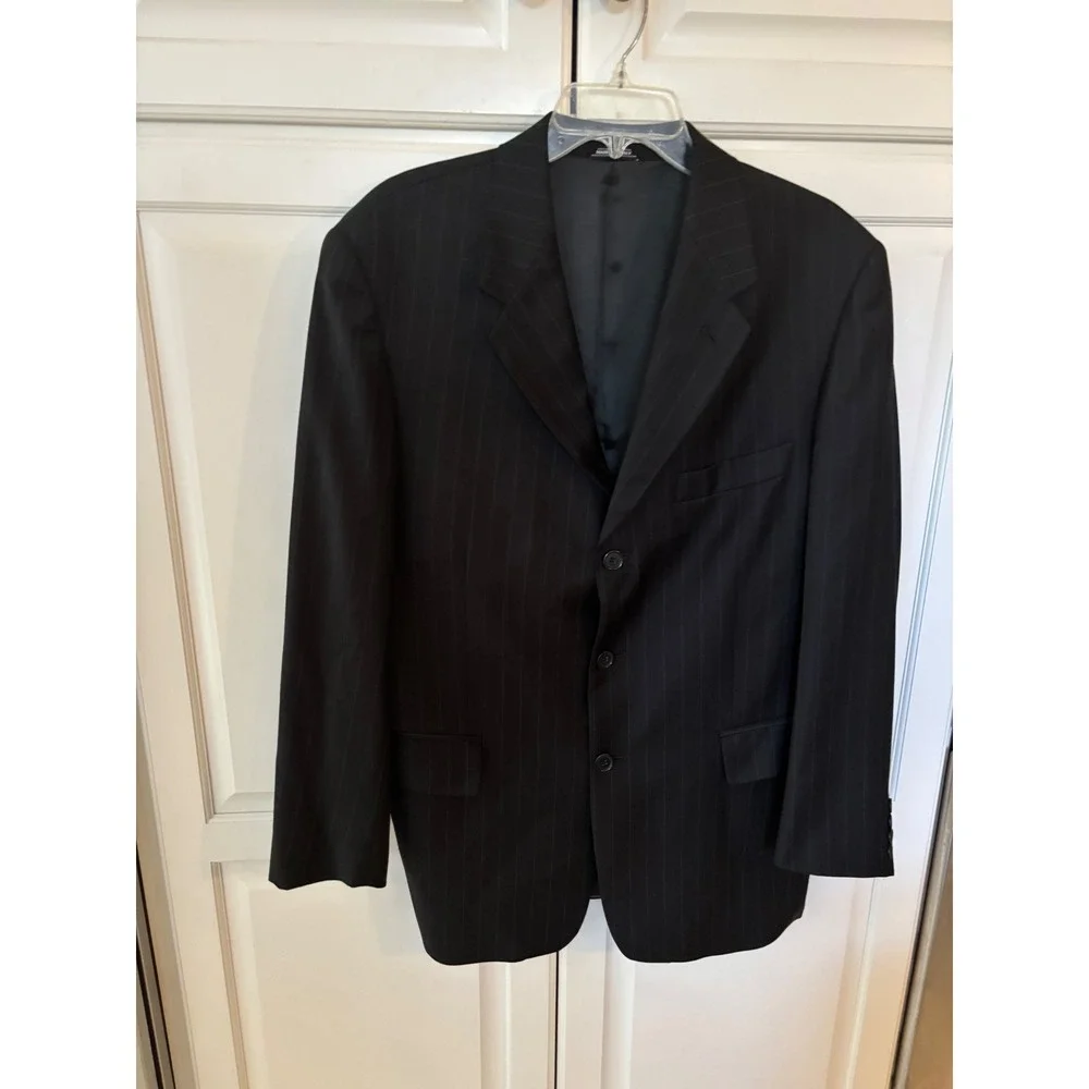 Natazzi Italy Men Blazer Super Cashmere 140s Black Pinstripe Sport Coat yunza